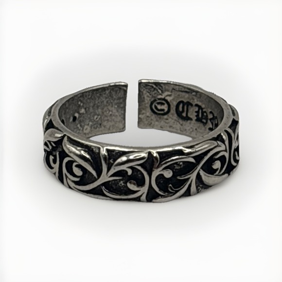 Y2K Chrome Hearts Style Ring silver Tone Alloy adjustable Size Vine Floral Style - Picture 1 of 4
